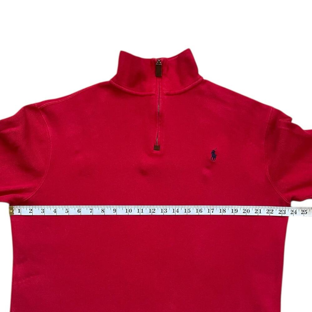 Polo Ralph Lauren Estate Rib Quarter Zip Mock Neck Pullover Sweater Med Red - Picture 9 of 12